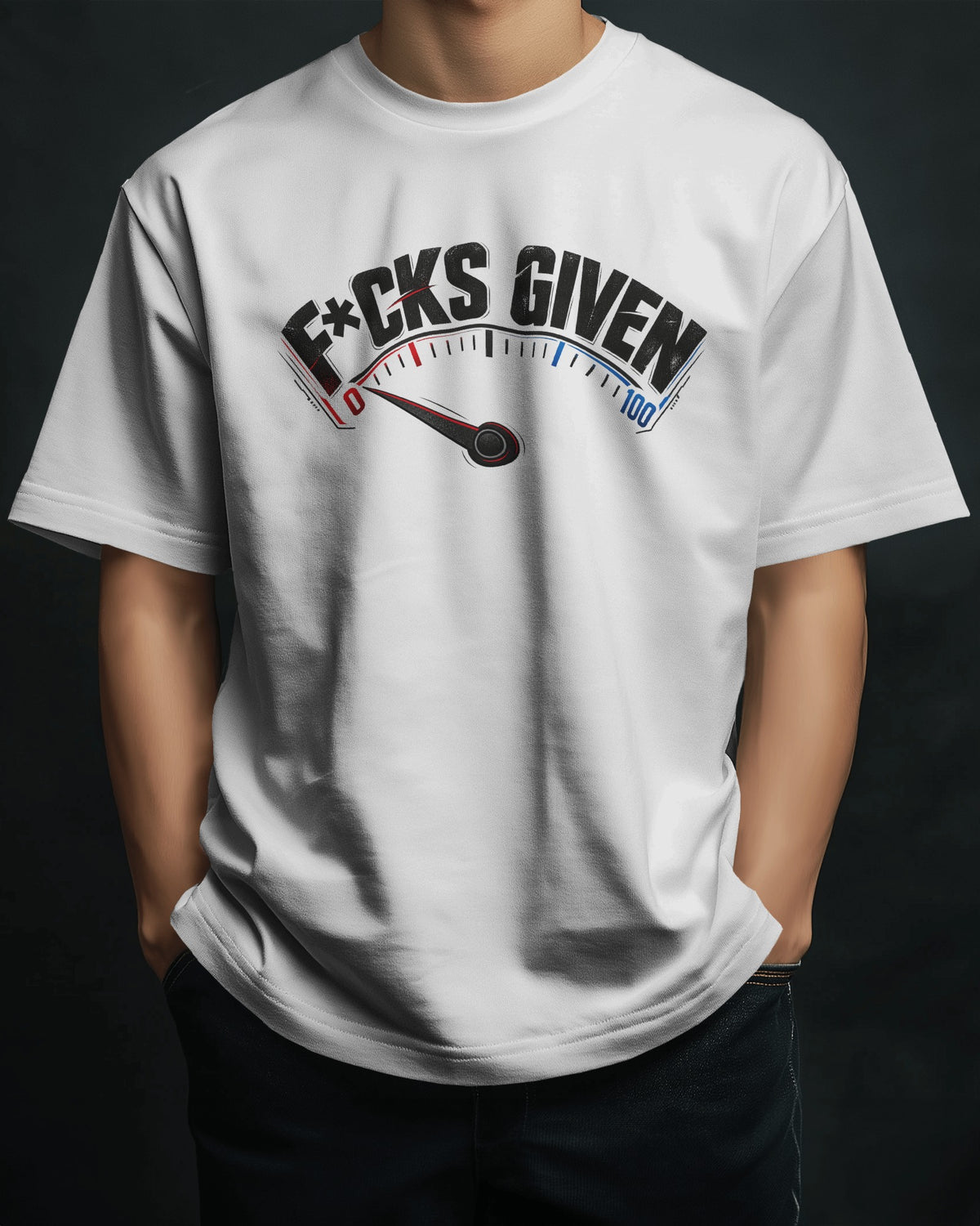 White 0 FKS GIVEN graphic t-shirt front model view