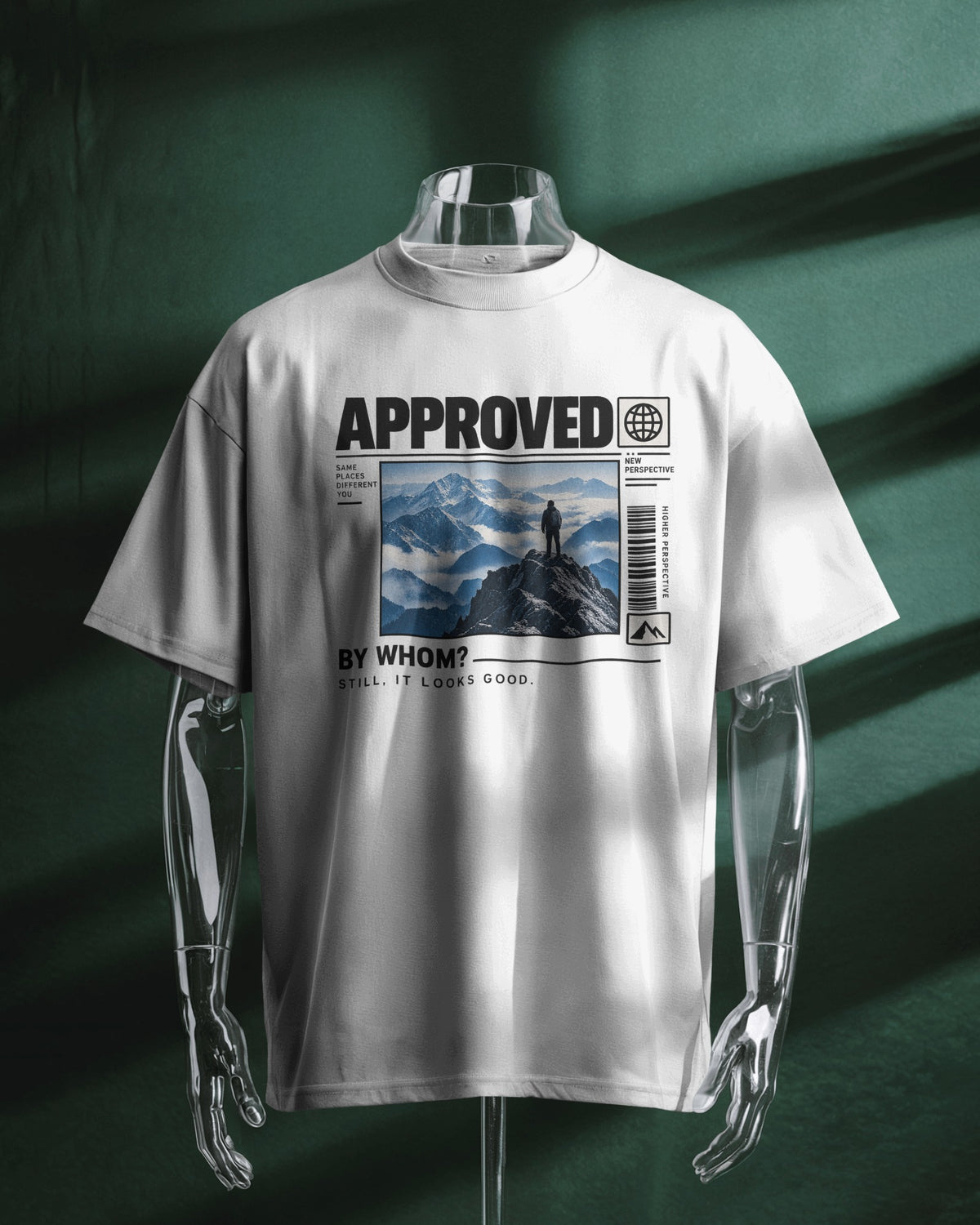 White Approved graphic t-shirt product mockup