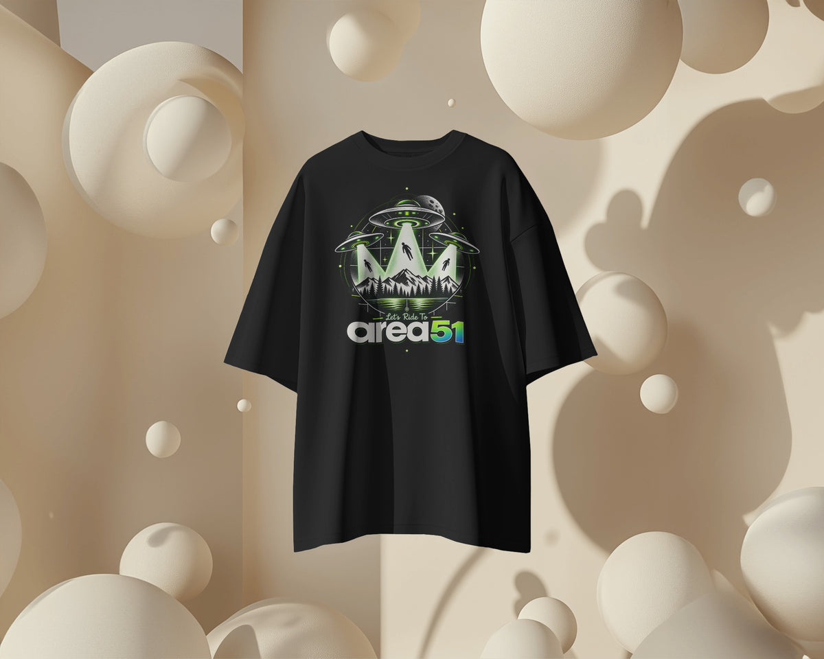 Black Area 51 graphic t-shirt product mockup