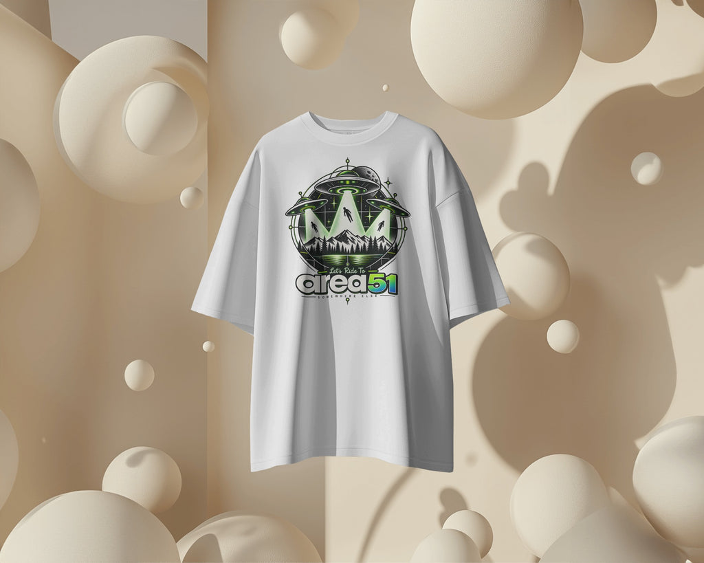 White Area 51 graphic t-shirt product mockup