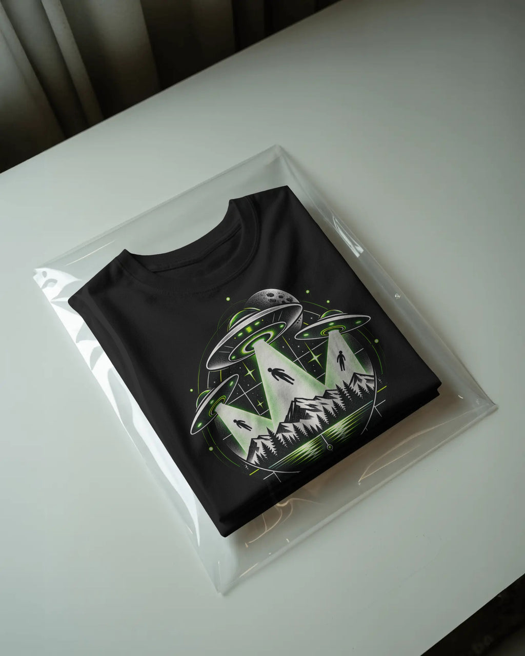 Black Area 51 graphic t-shirt packaged