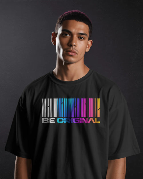 Black Be Original graphic t-shirt front model view