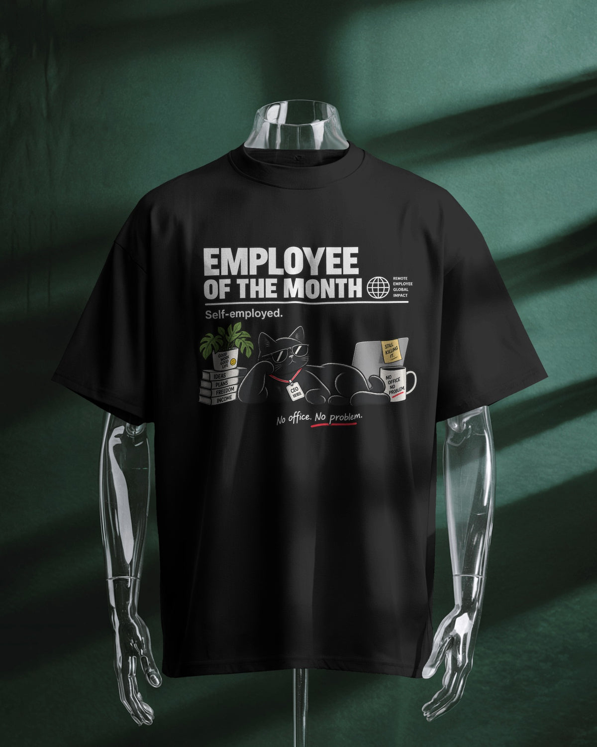 Black Employee of the Month graphic t-shirt product mockup