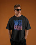 Black I Need Some Space graphic t-shirt front model view