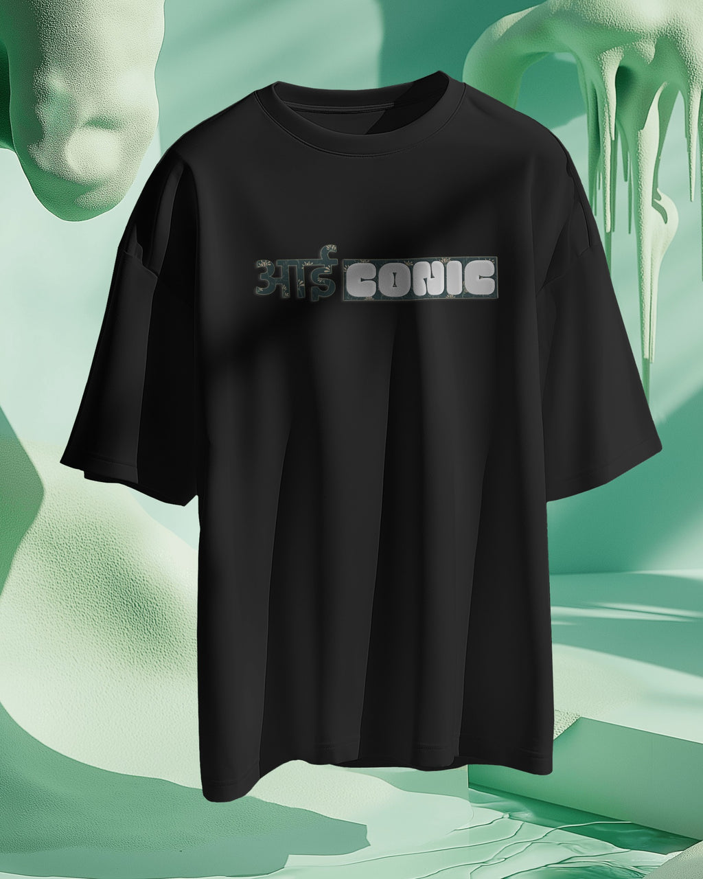 Black Iconic graphic t-shirt product mockup