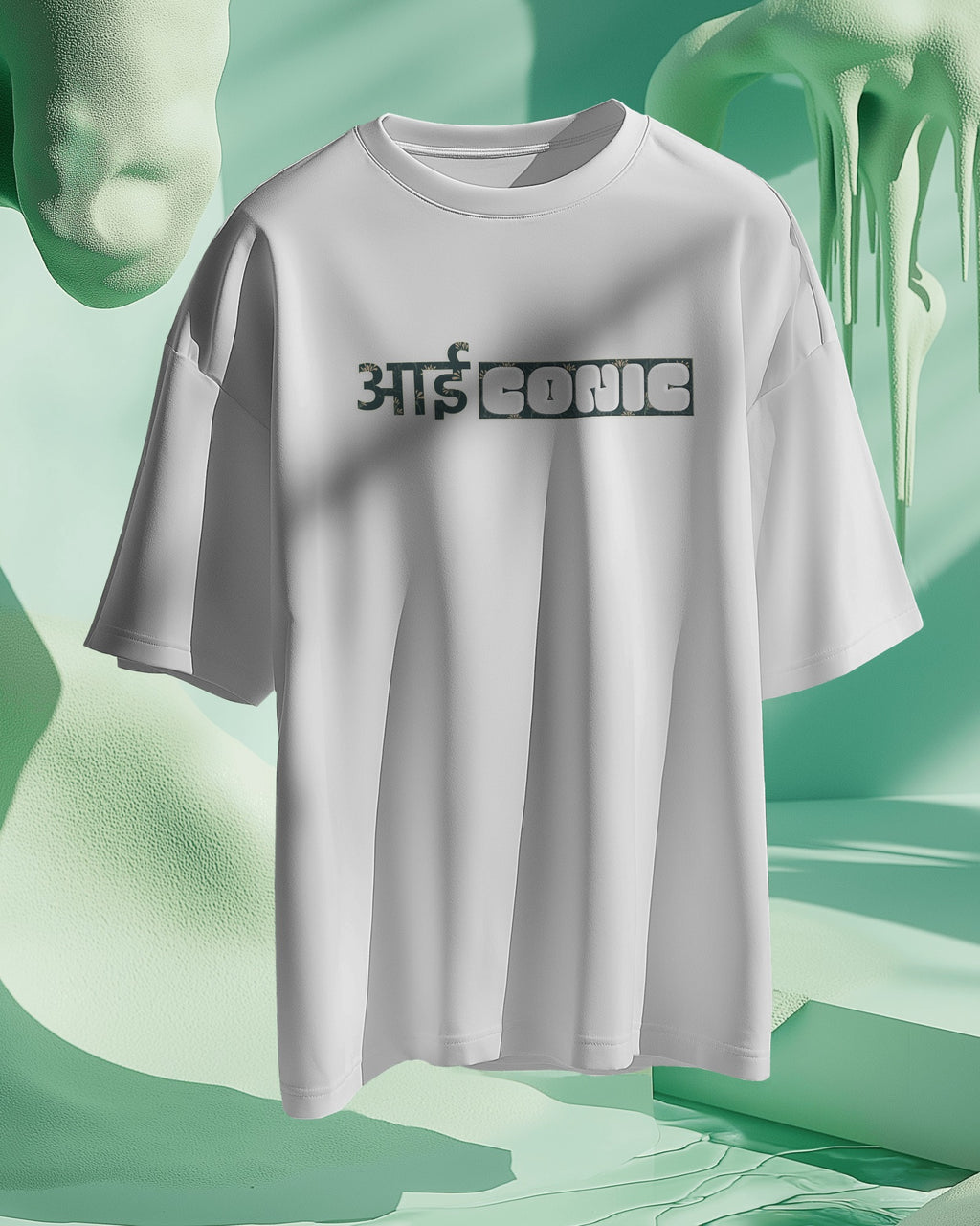 White Iconic graphic t-shirt product mockup