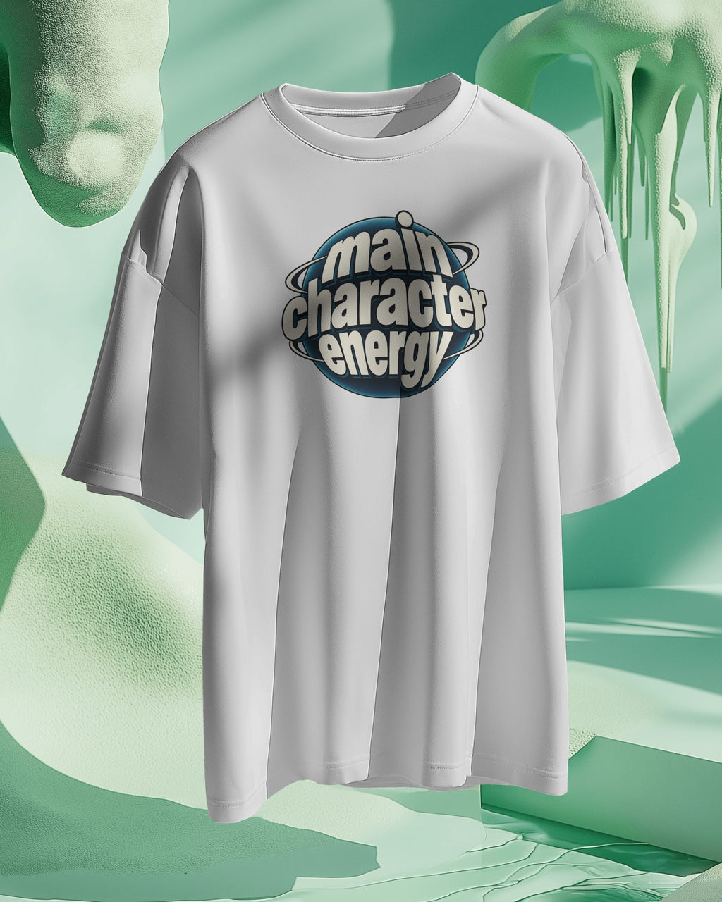 White Main Character graphic t-shirt product mockup