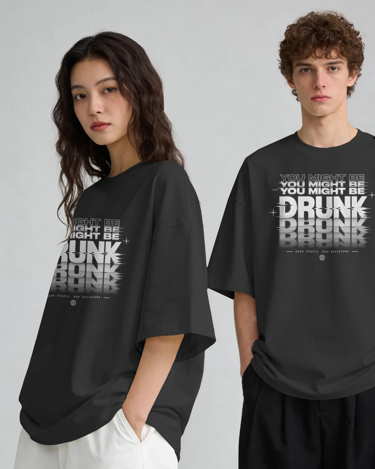 Black U Might B Drunk graphic t-shirt lifestyle view
